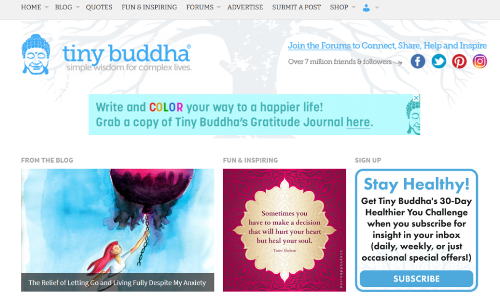 mise en page et conception du blog petit bouddha