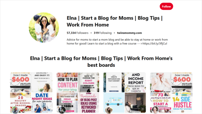 example of how to get traffic from pinterest elna of twinsmommy