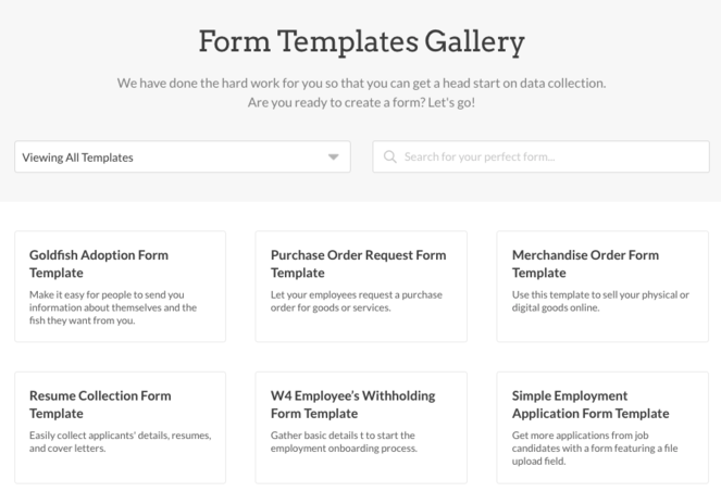 form templates gallery