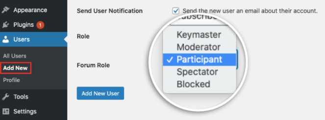 forum user roles