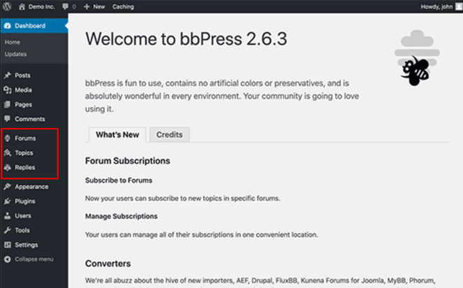 bbpress dashboard