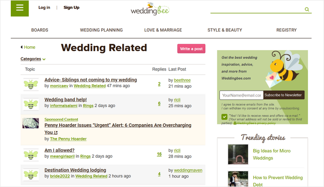 wedding bee blog forum example