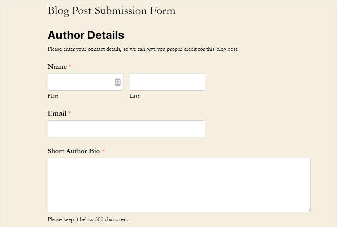 blog post submission form wpforms