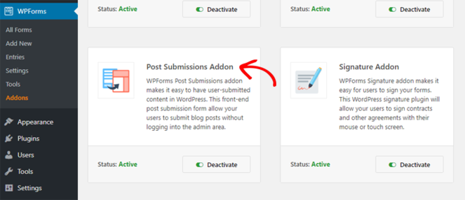post submissions addon