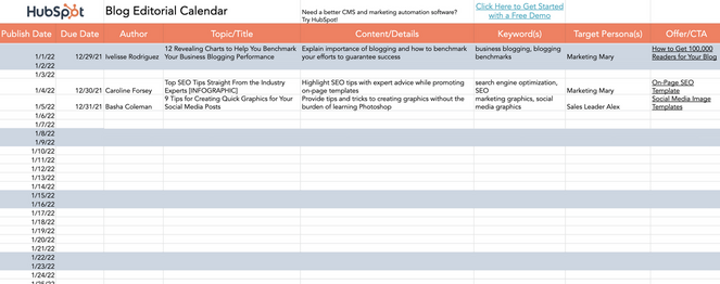 hubspot editorial calendar