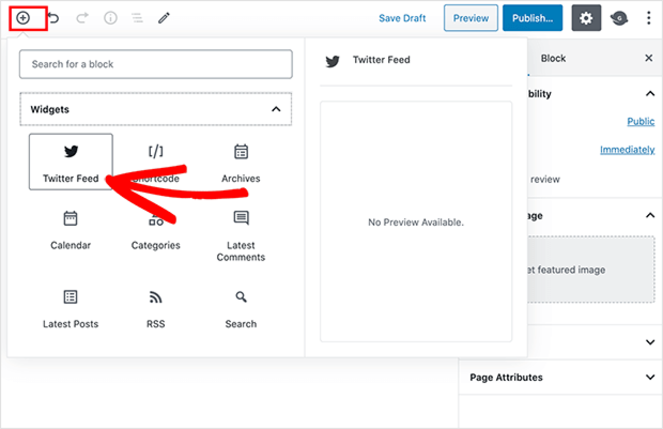 add twitter feed widget to page