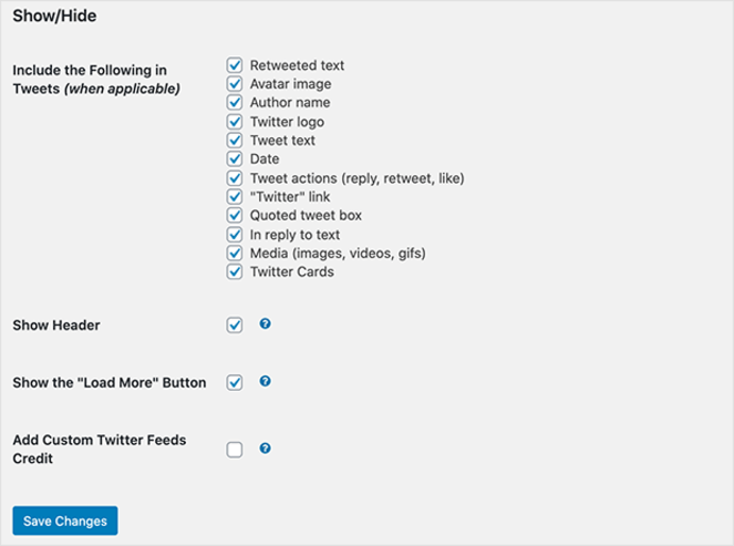 twitter feed customization options