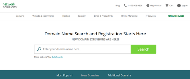 network solutions domain search