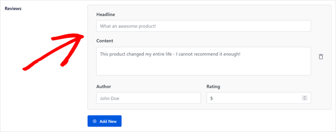 add reviews to product schema