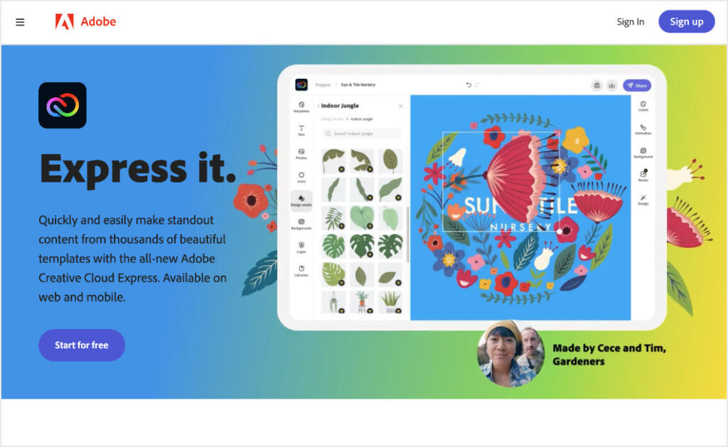 adobe creative cloud express design tool 