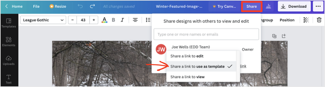 share canva template link