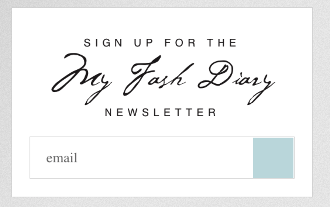 email newsletter signup form on fashion blog