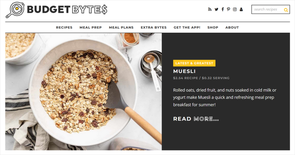budget bytes food blog examples