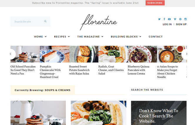 Floretine WordPress theme for food blogs