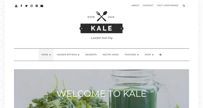 Kale minimalist food blog theme