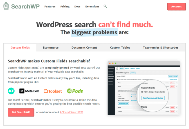 SearchWP homepage