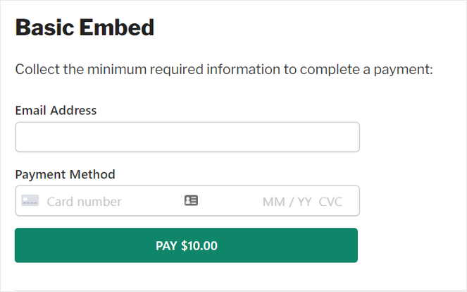 WP Simple Pay embedded display