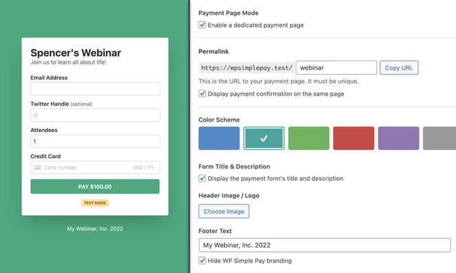 WP Simple Pay dedicated payment page