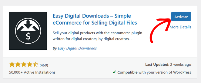 Activate the Easy Digital Downloads plugin