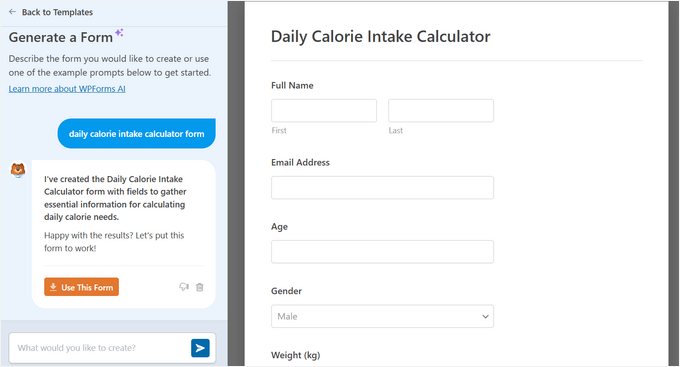 Generación de calculadoras con IA de WPForms - Blog Tyrant Generación de calculadoras con IA de WPForms