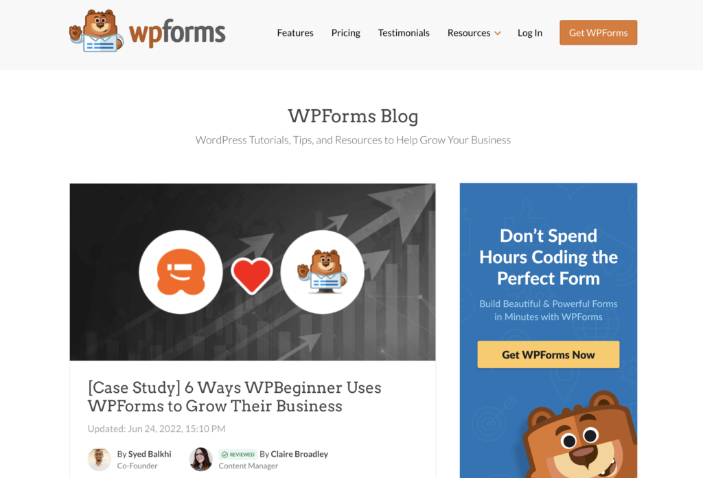 case study blog post idea from WPForms.