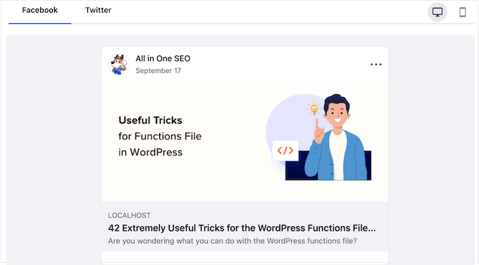 Facebook preview in All in One SEO - Blog Tyrant Facebook preview in All in One SEO